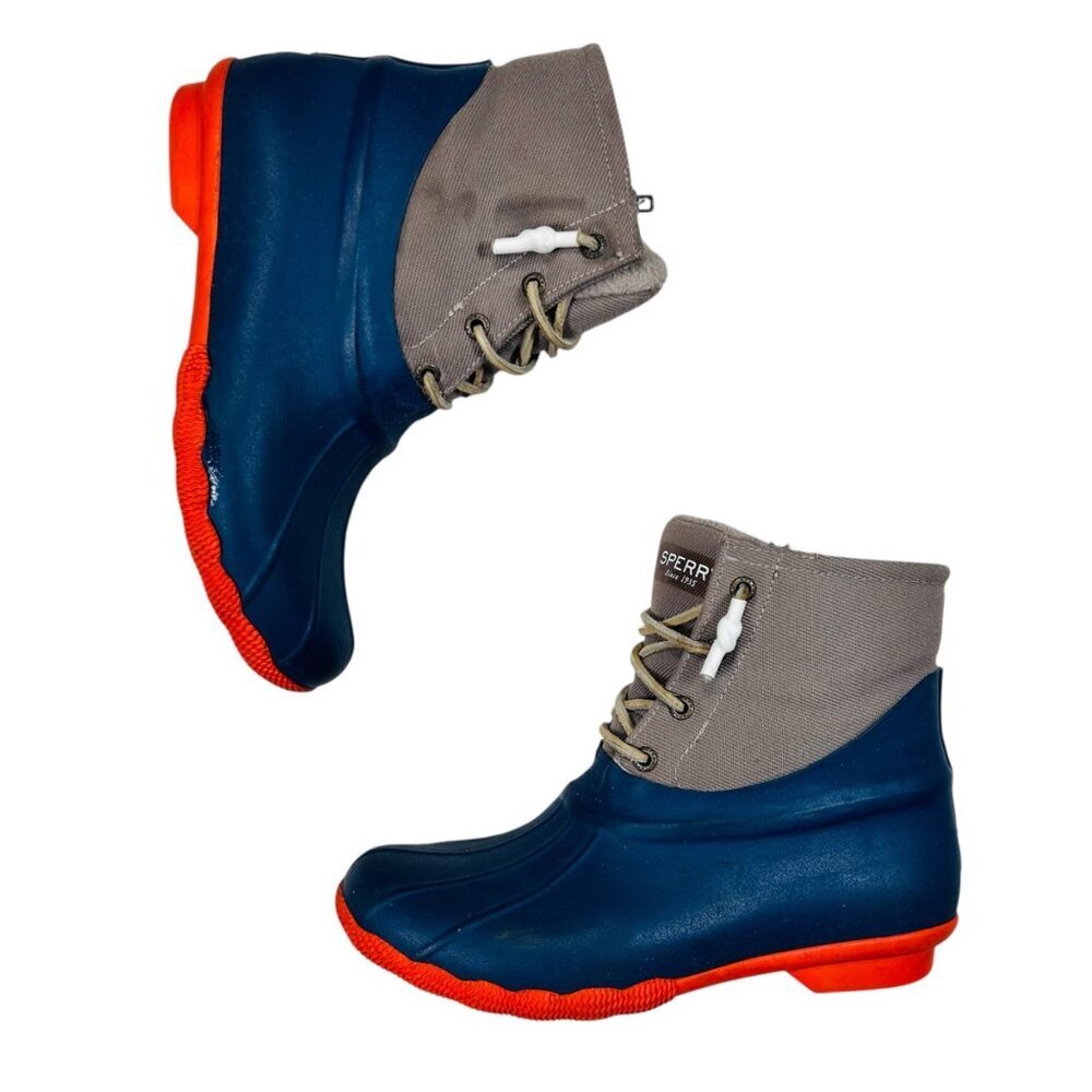 Sperry Saltwater Waterproof Rain Duck Boot 7.5 Women Lace Up Hiking Outdoors